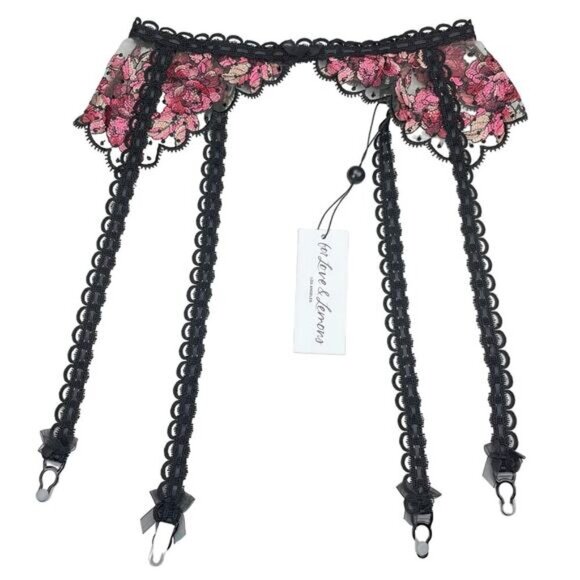 NWT FOR LOVE & LEMONS Garter Belt Sz XXS Floral Embroidered - Picture 2 of 4